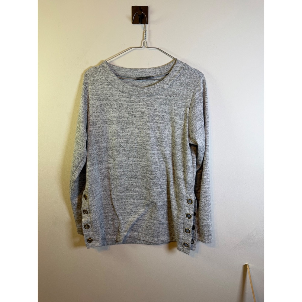 West Coast Love Womens Top Grommet Side Slit Gray Large